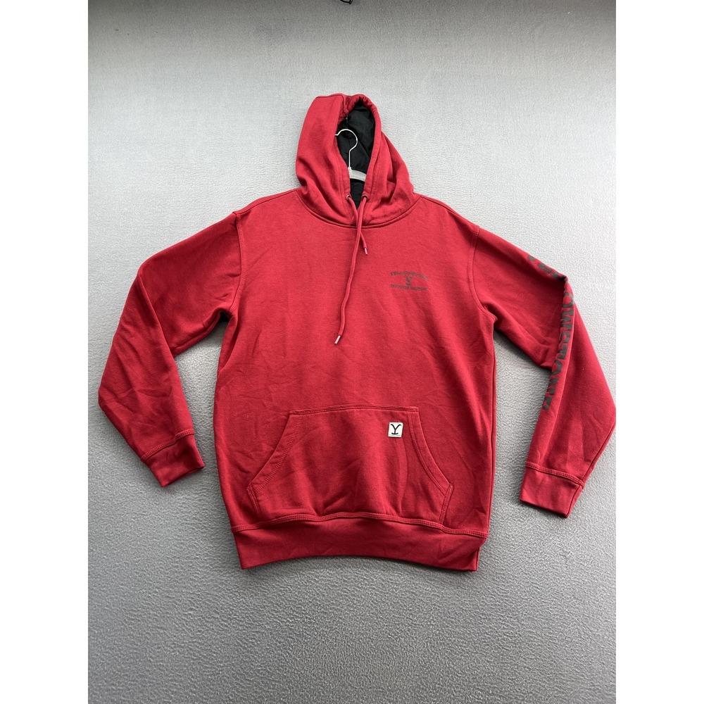 Yellowstone Dutton Ranch Hoodie Mens Small Red Pullover TV Show Graphic Western